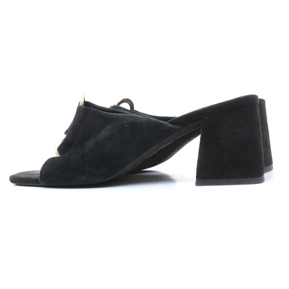 Jeffrey Campbell Women's Size 9 Black Gold Ring Chunky Heels Slide Sandal Gothic - Picture 5 of 7